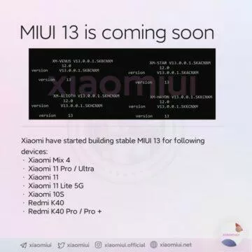 miui 13 seznam telefonů xiaomi