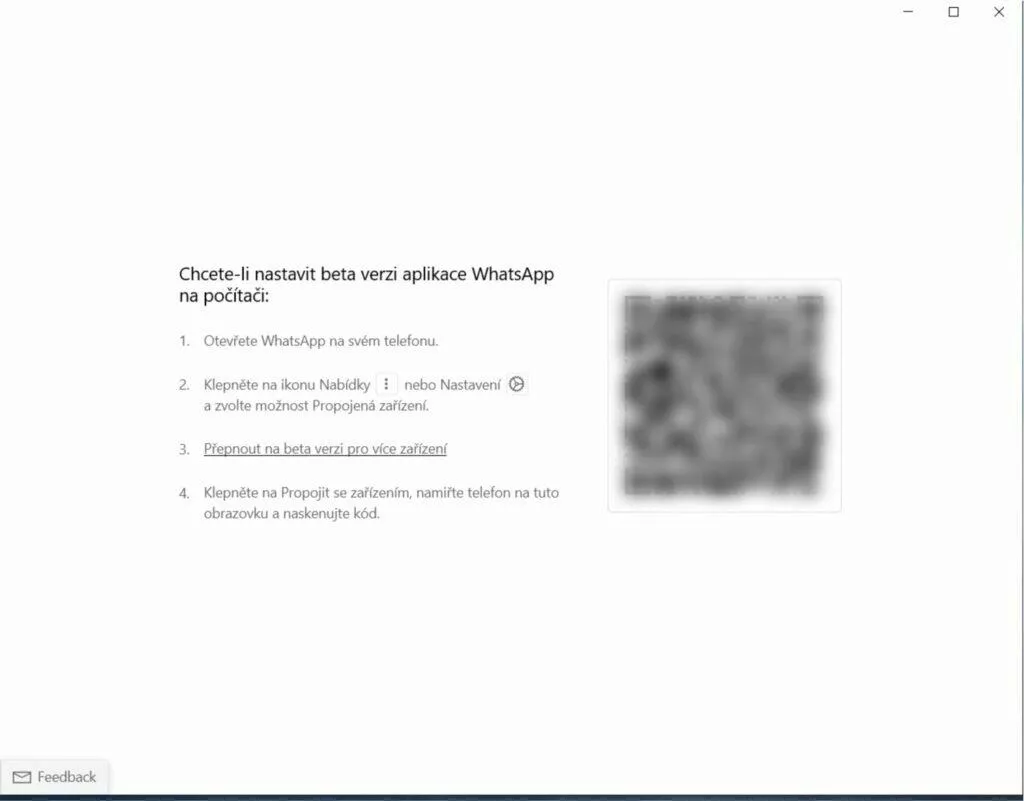 WhatsApp Beta Windows 10 11 aplikace instalace návod 2 QR kód