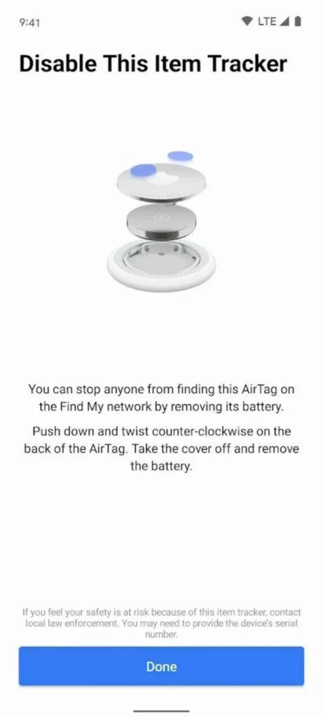 Apple Android aplikace Tracker Detect screen 6