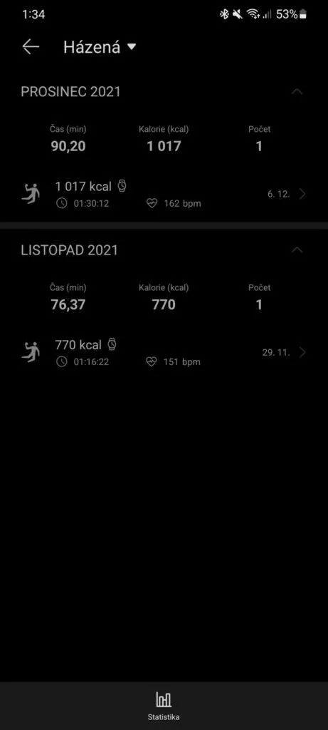 Huawei Zdraví sportovní záznamy