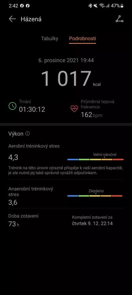 Huawei Zdraví sportovní záznamy přehled