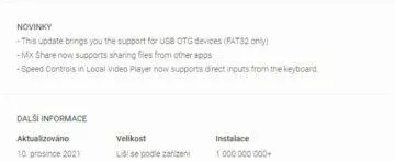 MX Player přehrávání USB OTG