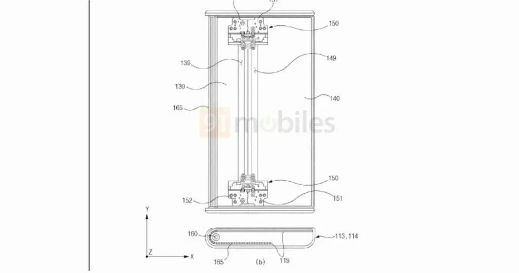 Samsung patent ohebný rolovací mobil výkres