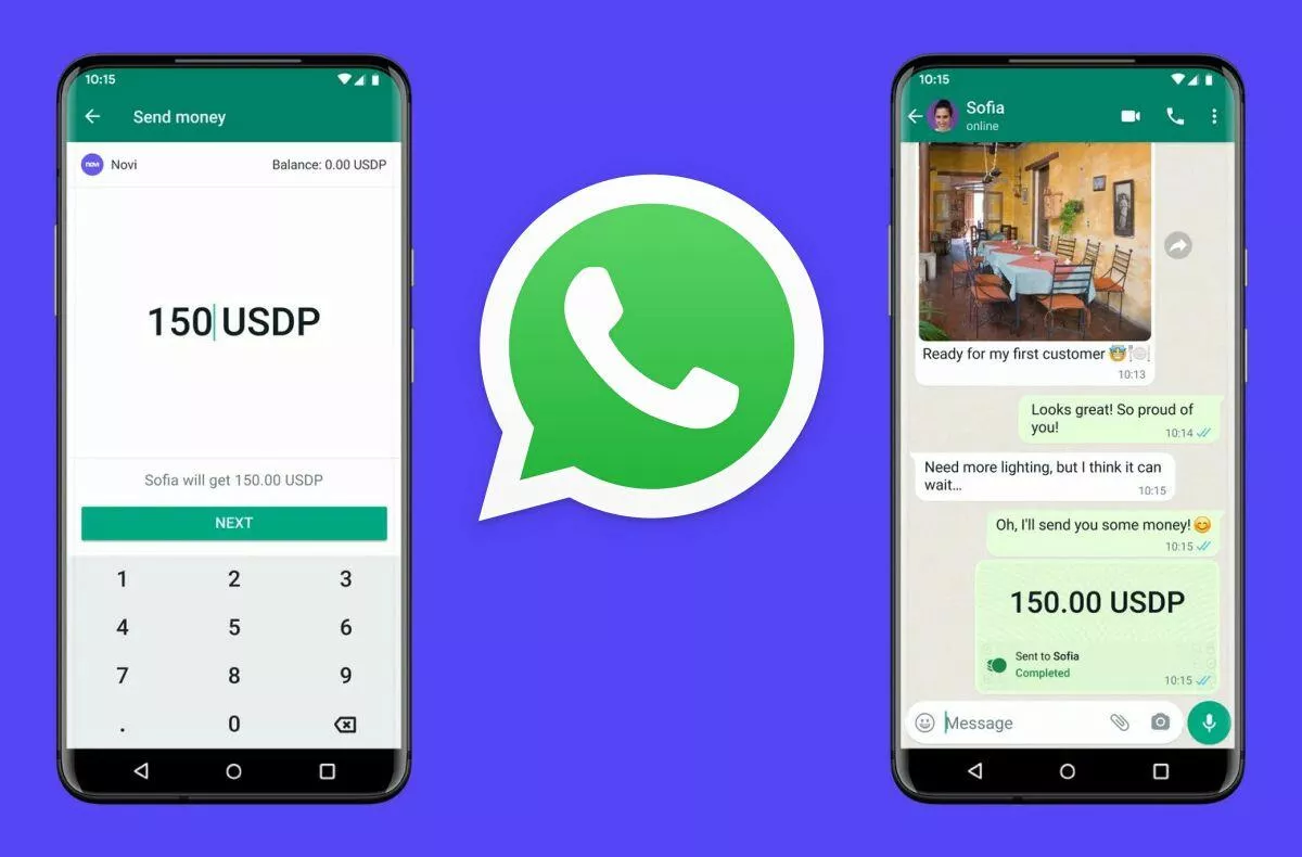 WhatsApp peněženka Novi
