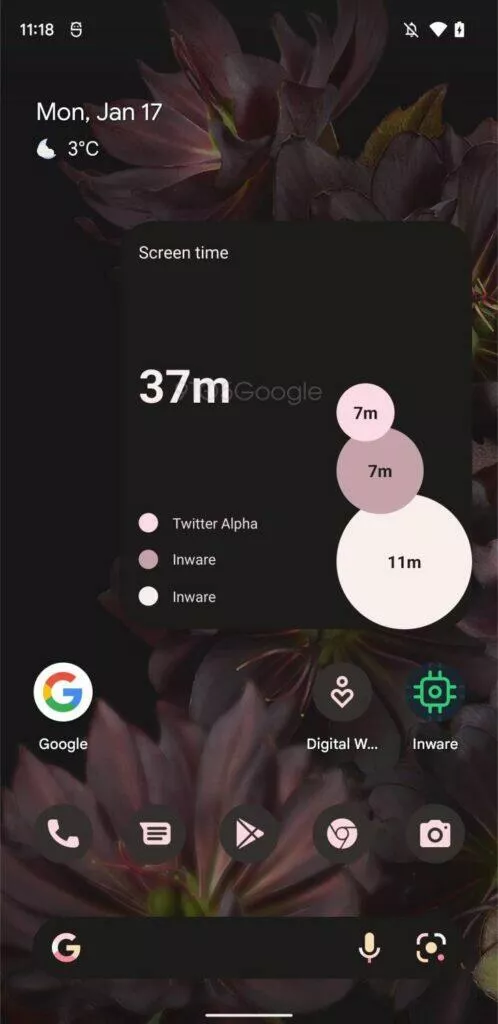 google digitalni rovnovaha widget digital wellbeing velky
