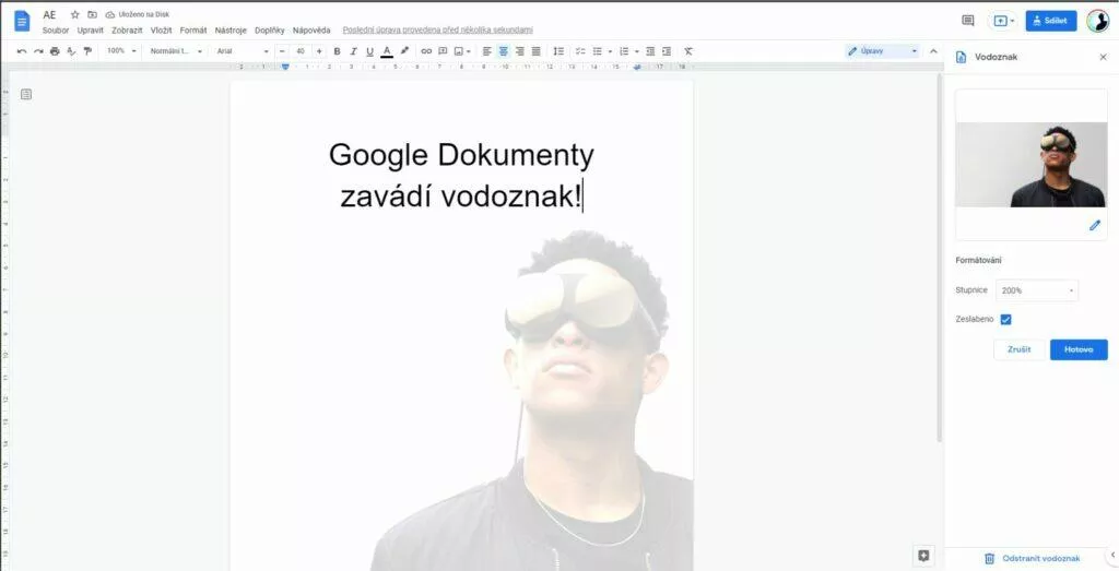 Google Dokumenty vodoznak obrázek