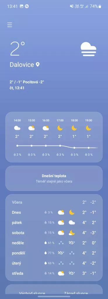 one ui 4 počasí