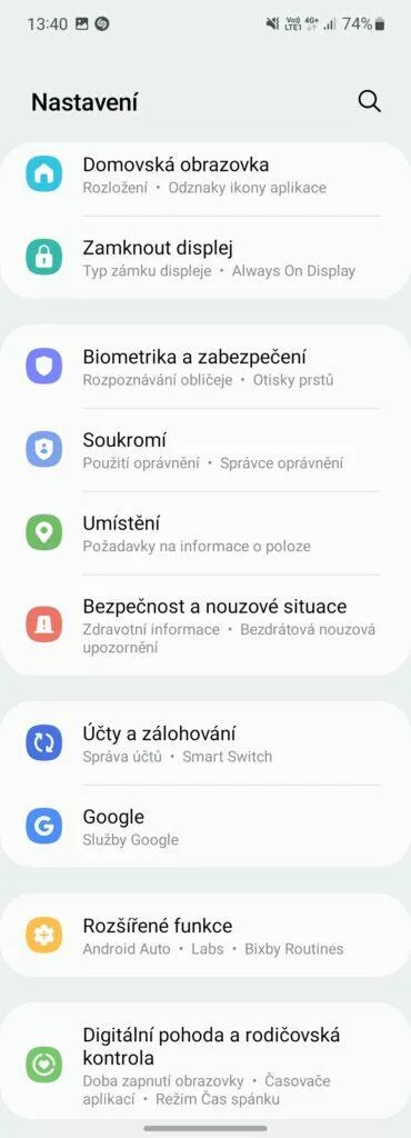 one ui 4 soukromí
