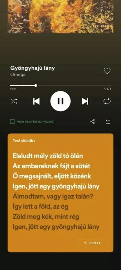 Spotify text skladeb karaoke Omega