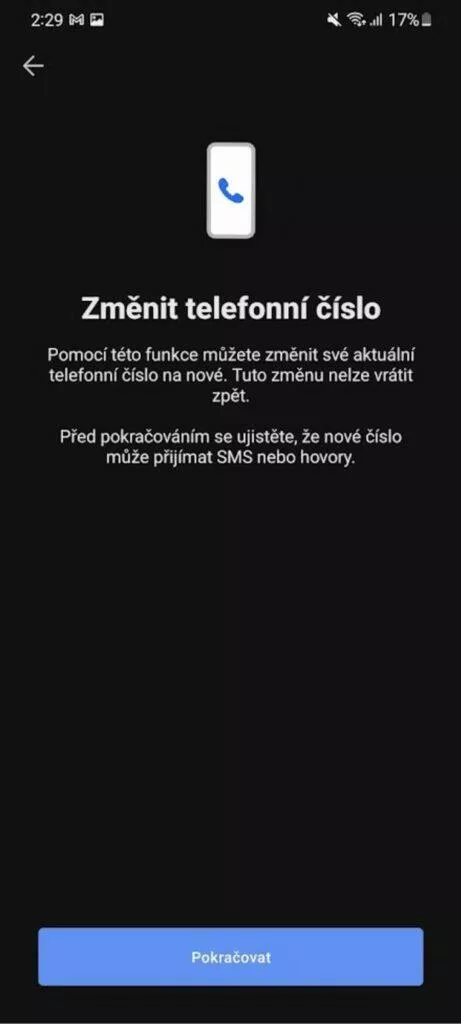 aplikace Signal změna čísla nabídka