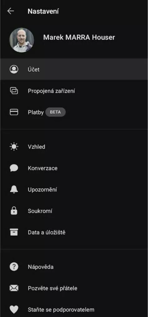 aplikace Signal změna čísla nastavení