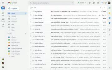 Gmail redesign PC 2022 nový vzhled menu