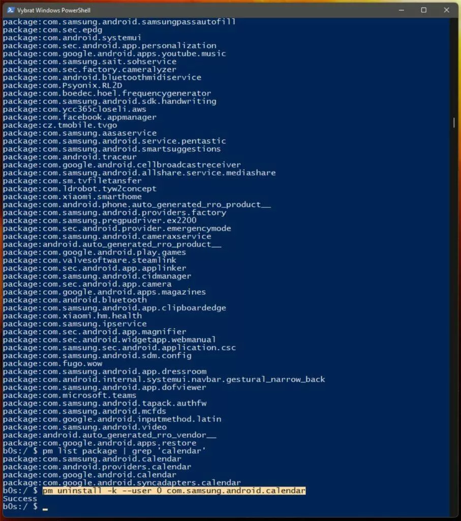 jak odstranit nepotřebné aplikace bloatware odinstalace návod ADB 5