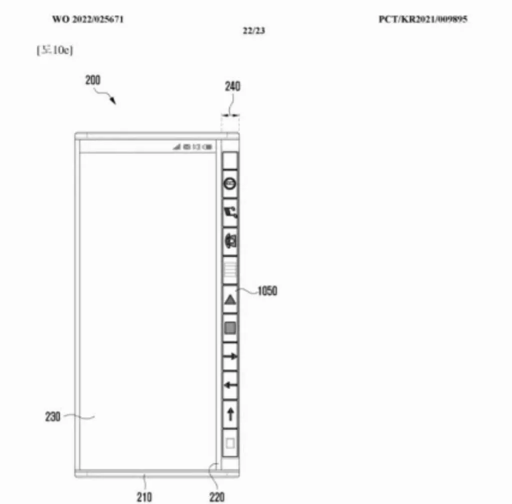 Samsung patent výsuvný ohebný mobil S Pen ikony