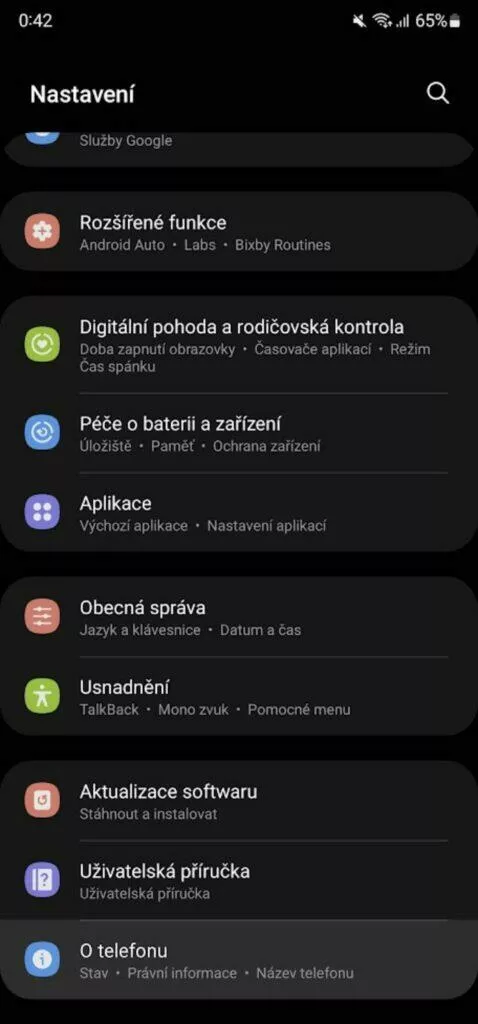 Vývojářské možnosti Nastavení