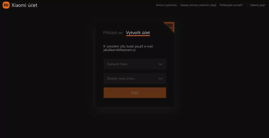 xiaomi účet web