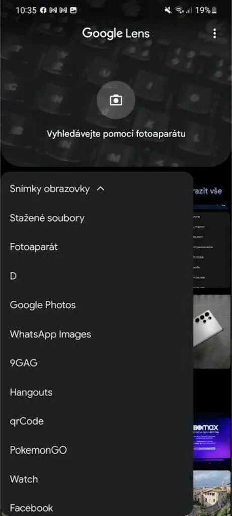 Google Lens nové procházení fotek složky