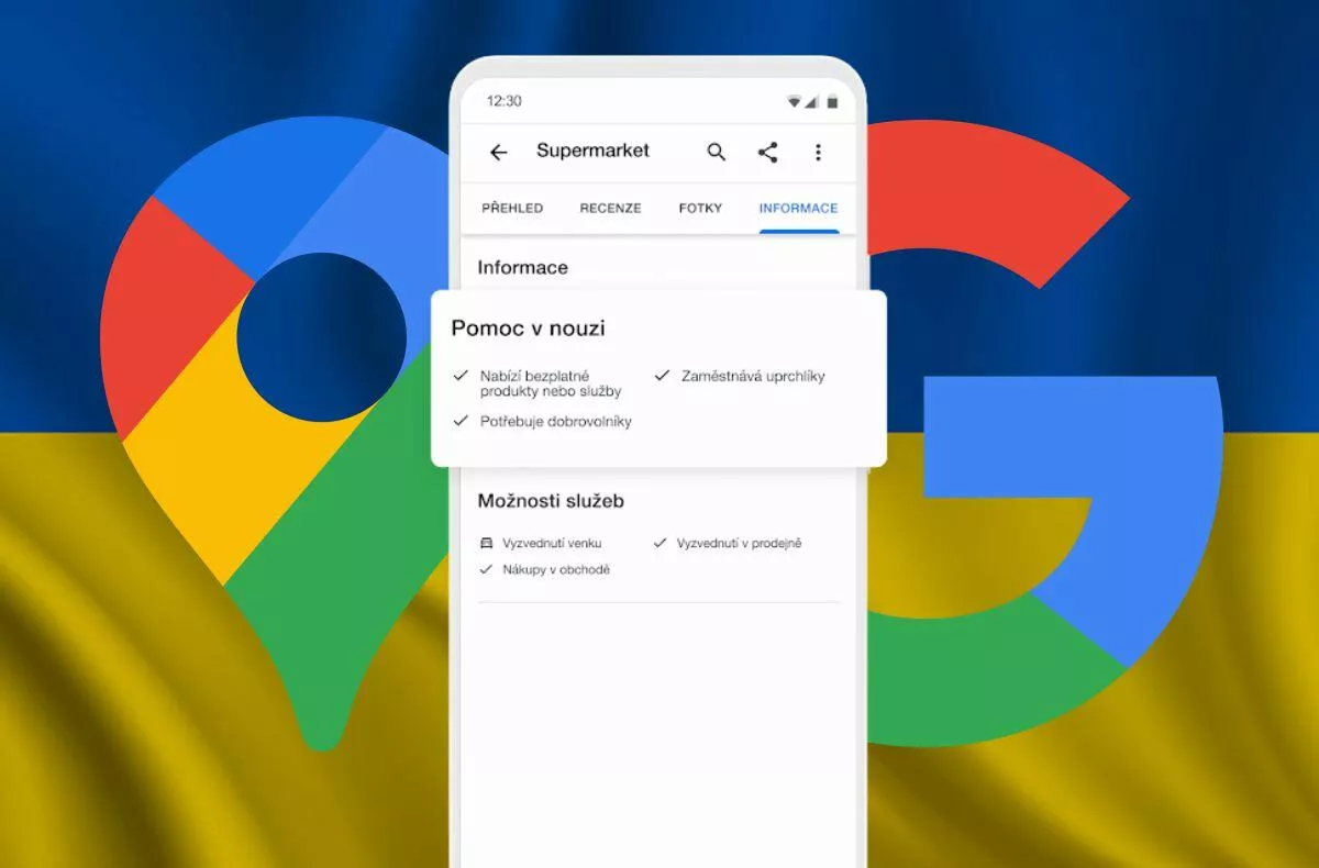 Google Mapy Vyhledávání pomoc Ukrajině přehled info