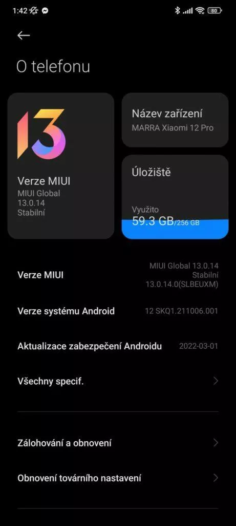 MIUI 13 verze