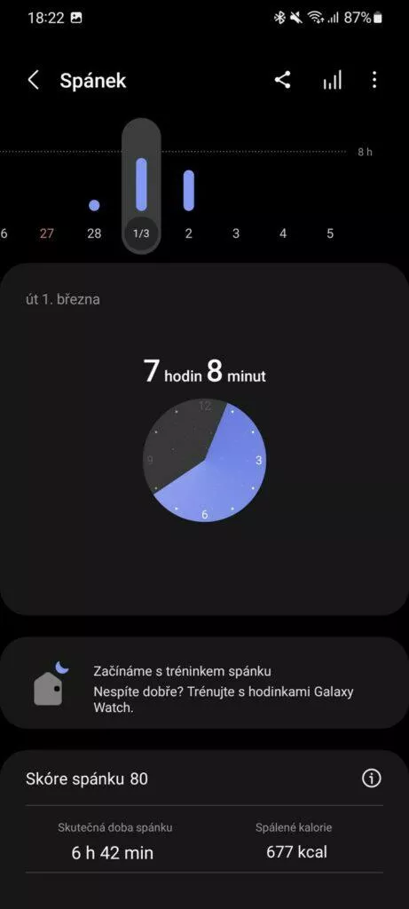 porovnání spánku 1 Samsung