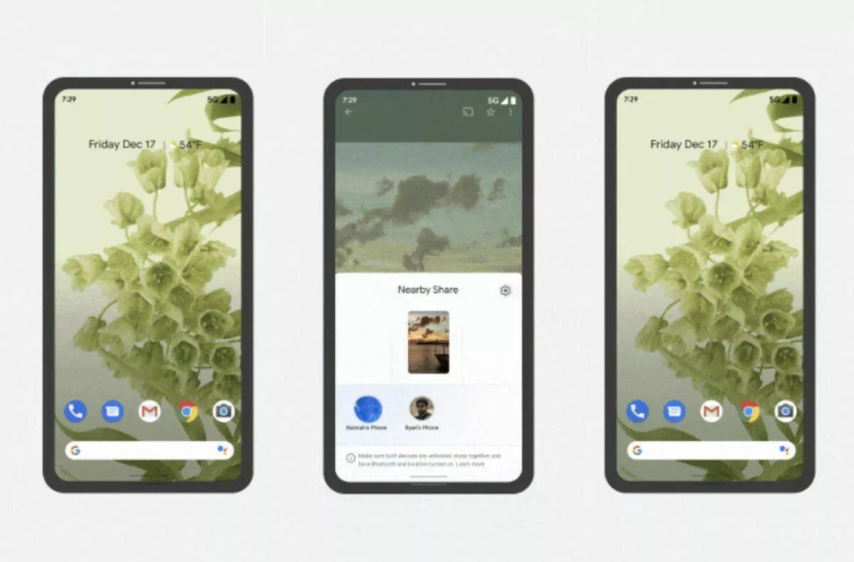 Sdílení nablízko Android Nearby share skupinové odesílání