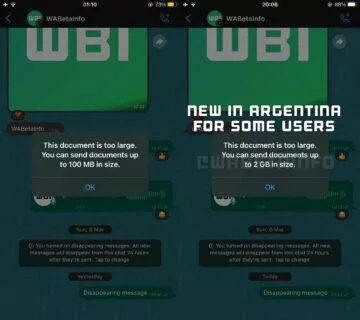 WhatsApp posílání souborů limit 2GB beta testování