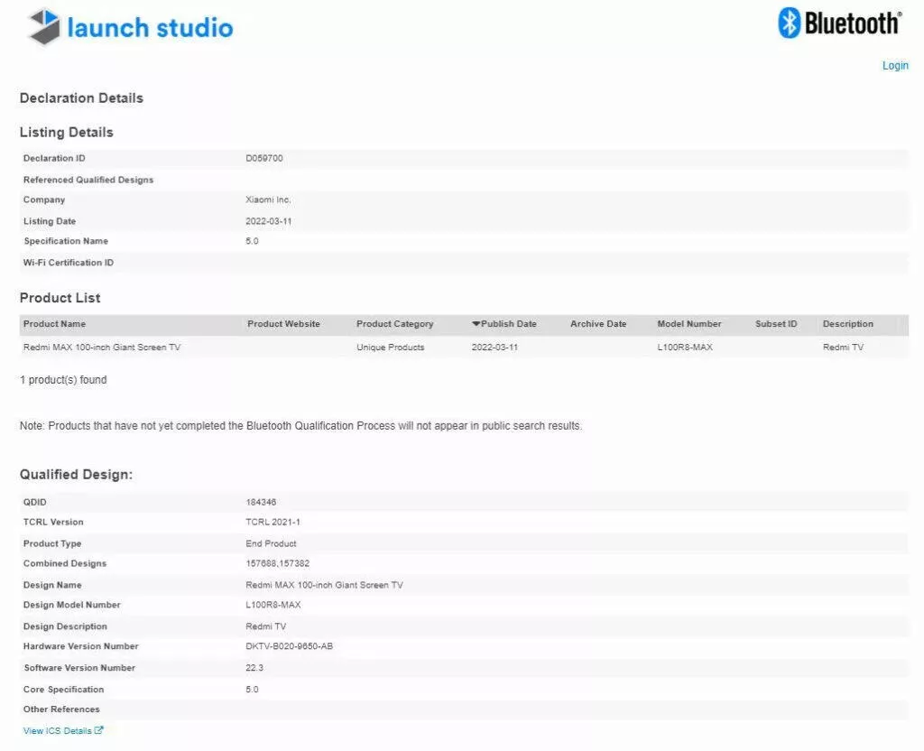 xiaomi tv bluetooth certifikace sig