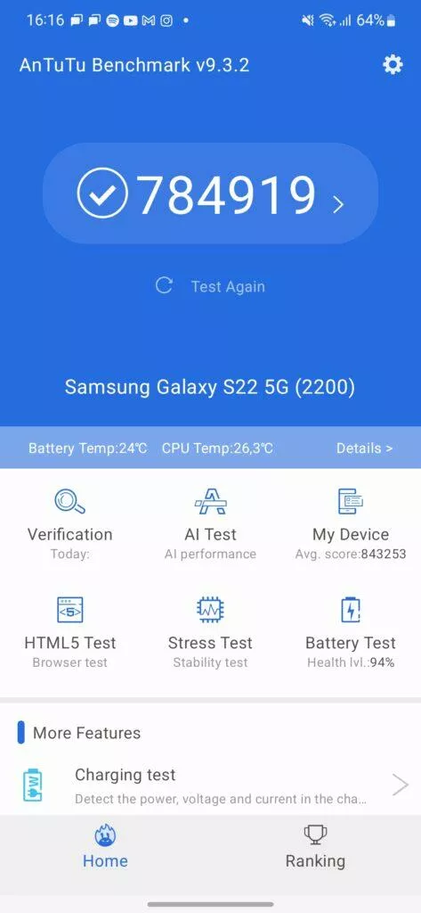 antutu benchmark galaxy s22
