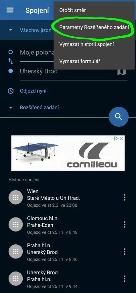 aplikace iDOS tipy funkce orzšířené zadání volba