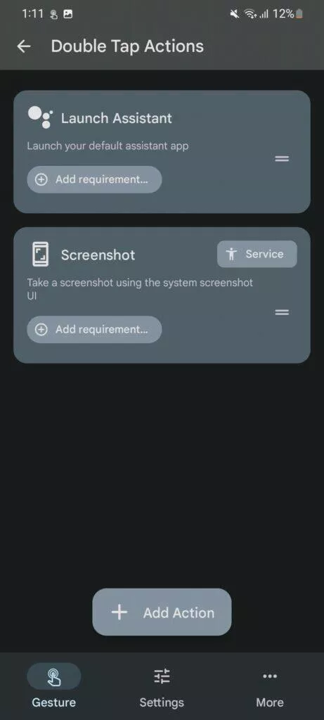 aplikace Tap, Tap ovládání mobilu poklepáním 4 akce