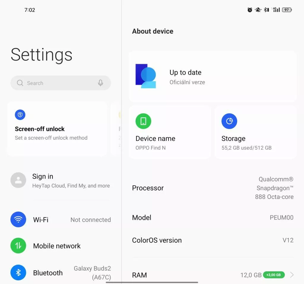 Oppo Find N aktualizace
