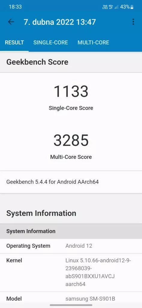 galaxy s22 exynos 2200 geekbench 5