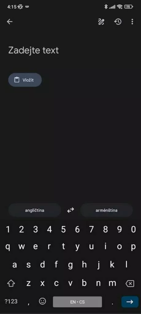 Gboard Překladač Google jazyk klávesnice znaky automaticky přepínání en