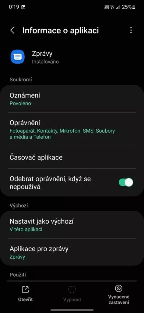 nastavení samsung telefon