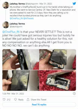 oneplus nord 2 výbuch