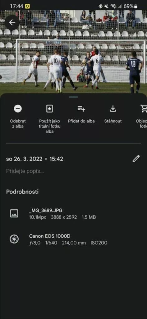 aplikace Fotky Google mazání z alba staré menu 1