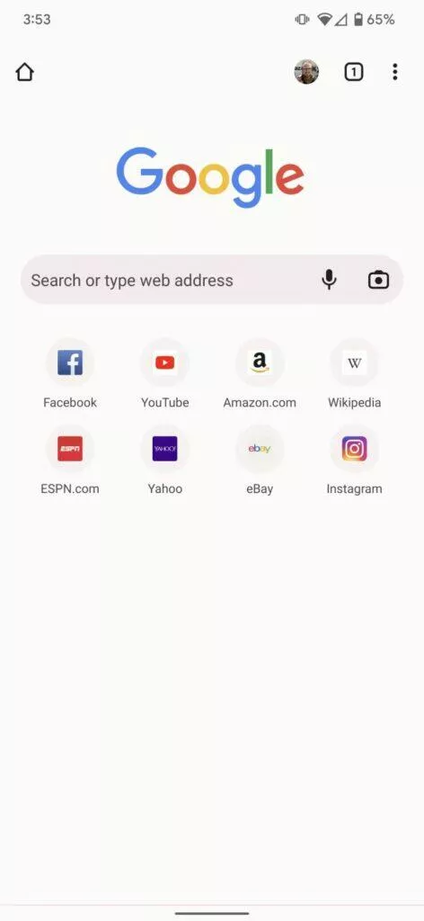 mobilní Google Chrome kanál Objevit Discover vypnutí vypnuto