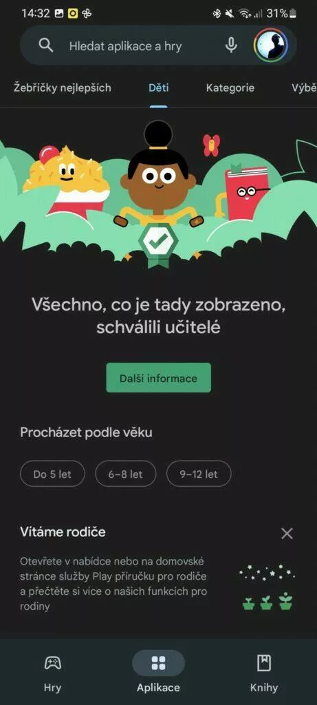 mobilni Obchod Google Play novy vzhled redesign 3 deti
