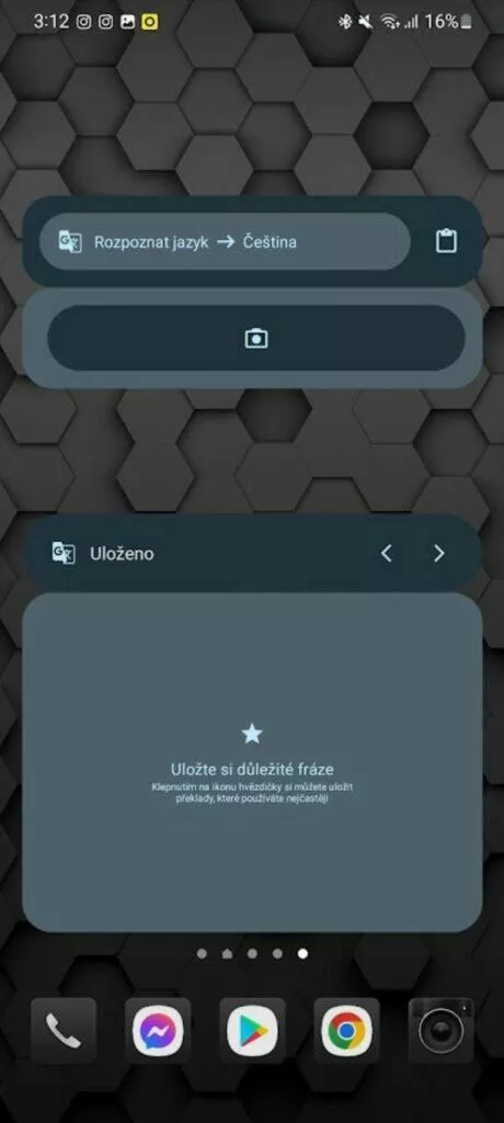 Překladač Google Material You widget ukázka