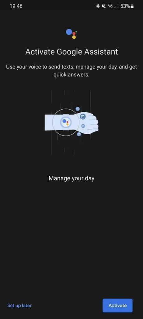 Samsung Galaxy Watch4 Google Asistent aktivace Wear OS