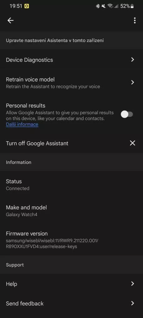 Samsung Galaxy Watch4 Google Asistent aktivace Wear OS nastavení