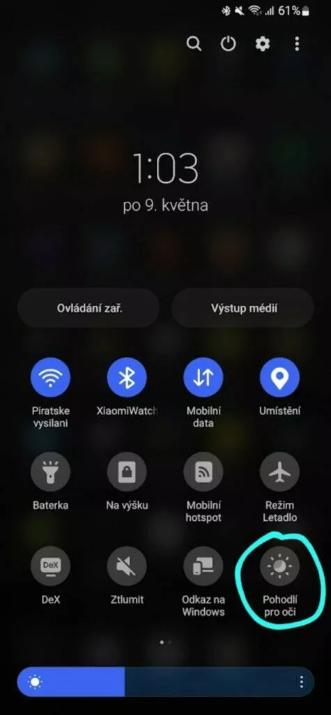 Samsung Pohodlí pro oči modré světlo filtr nastavení zástupce