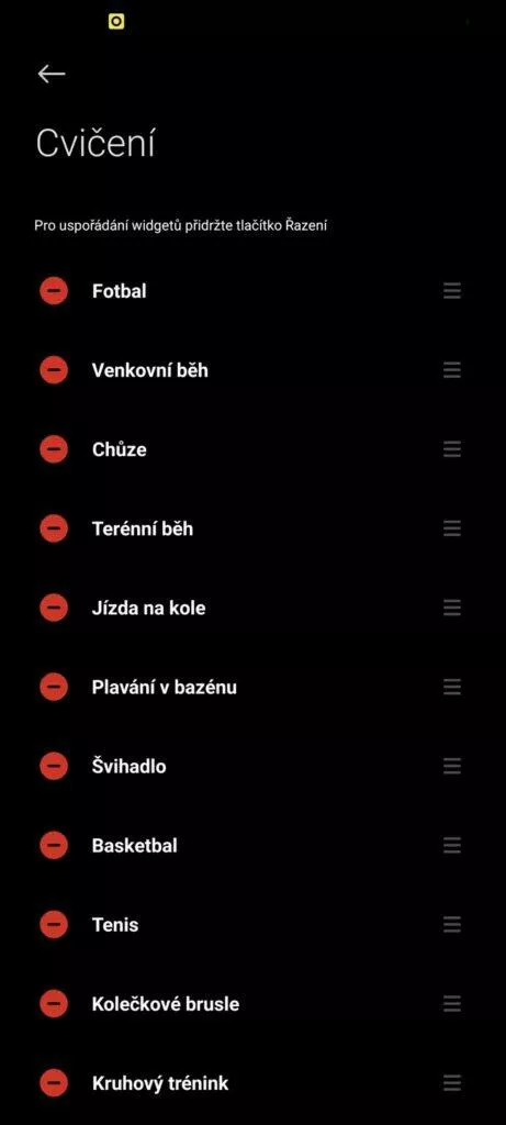 Xiaomi Wear Mi Fitness aplikace 15 cvičení