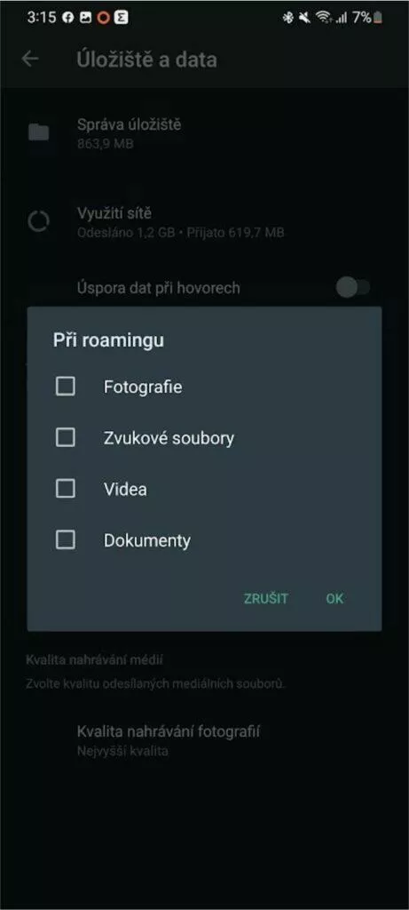 automatické stahování roaming