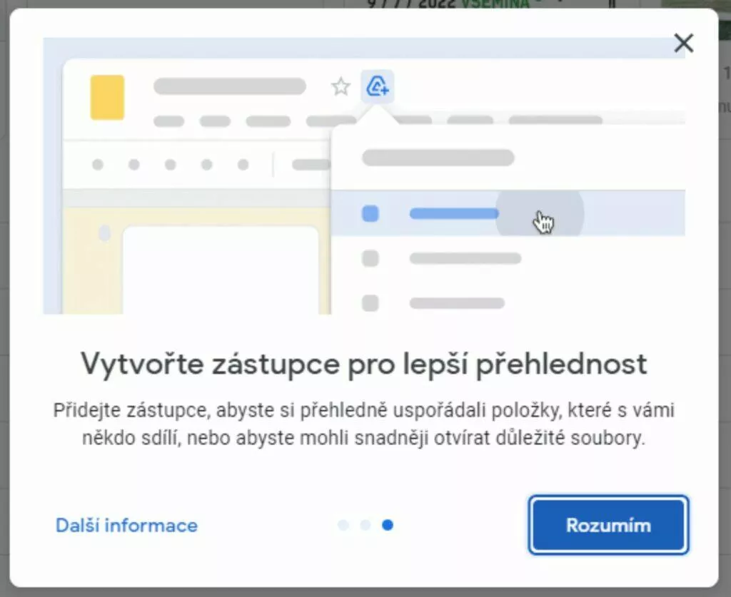 Disk Google zástupce soubory složky nápověda 3