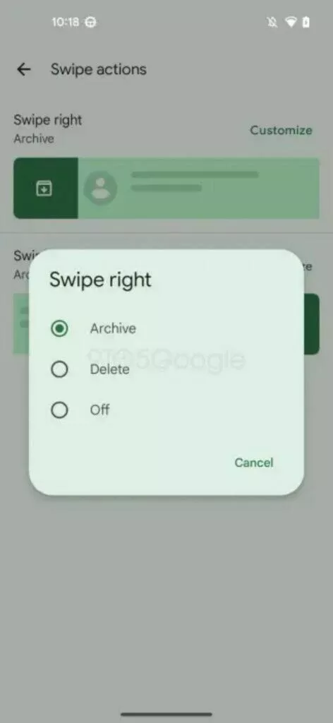 Google aplikace Zprávy nastavení gesta potažení výběr