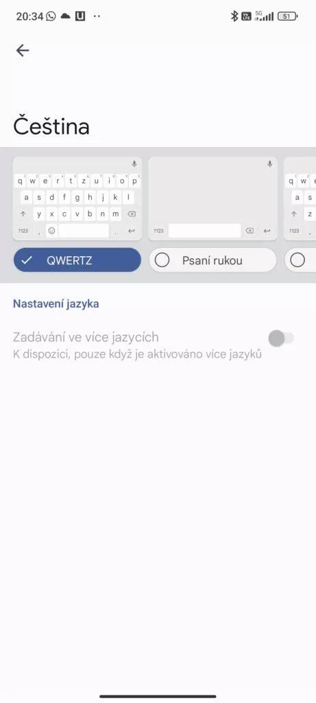 nastavení psaní rukou gboard