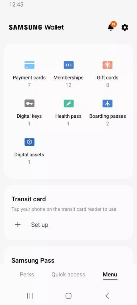 Samsung Wallet přehled