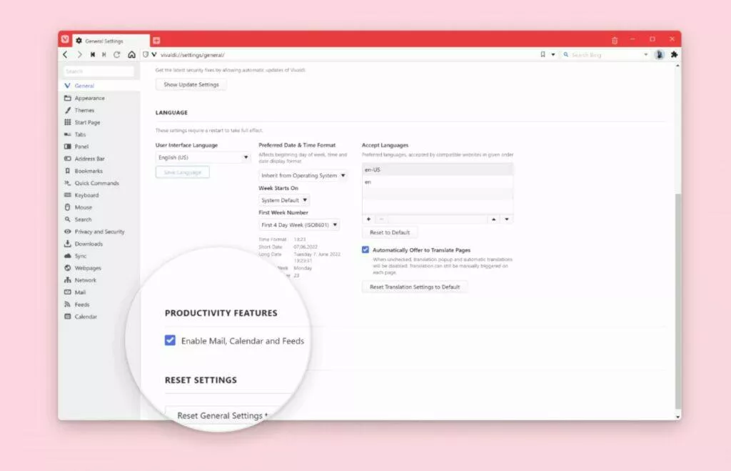 vivaldi mail nastaveni