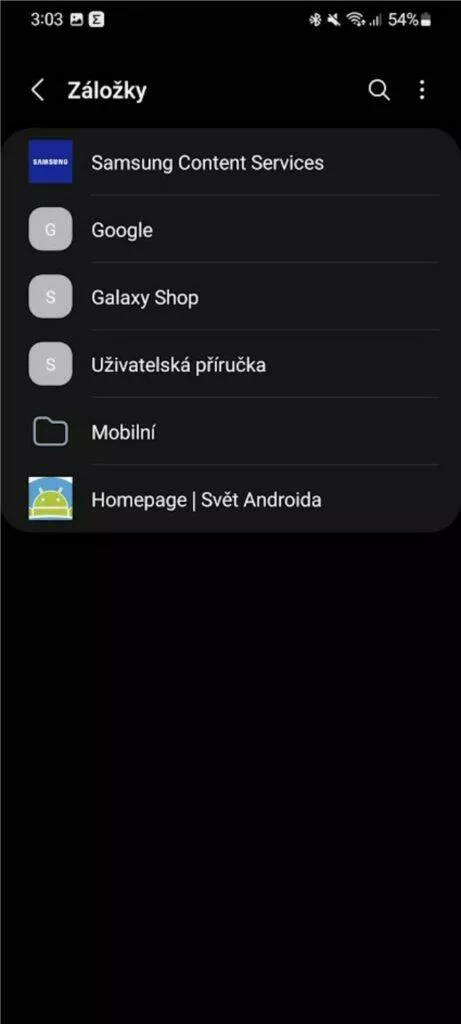 Android mobilní prohlížeč web záložky Samsung Internet 3